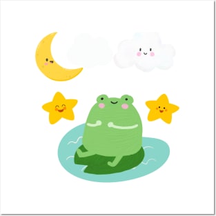 cute happy frog Posters and Art